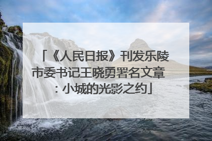 《人民日报》刊发乐陵市委书记王晓勇署名文章：小城的光影之约