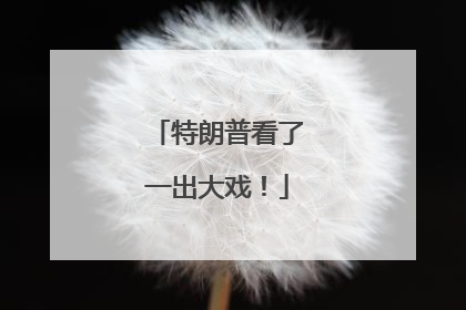 特朗普看了一出大戏！