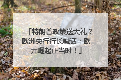 特朗普政策送大礼？欧洲央行行长喊话：欧元崛起正当时！