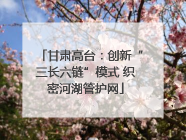 甘肃高台：创新“三长六链”模式 织密河湖管护网