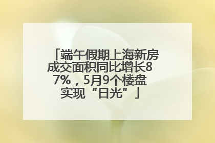 端午假期上海新房成交面积同比增长87%，5月9个楼盘实现“日光”