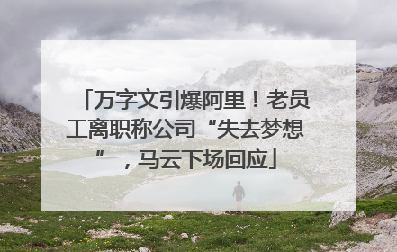 万字文引爆阿里！老员工离职称公司“失去梦想”，马云下场回应