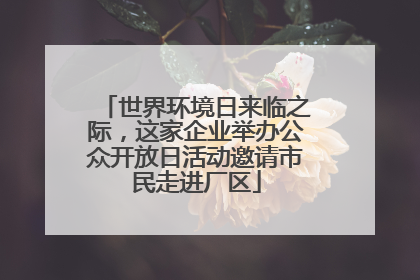 世界环境日来临之际，这家企业举办公众开放日活动邀请市民走进厂区