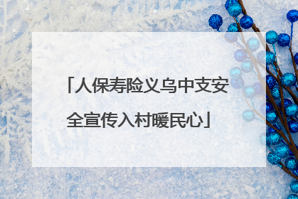 人保寿险义乌中支安全宣传入村暖民心