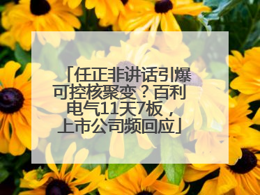任正非讲话引爆可控核聚变？百利电气11天7板，上市公司频回应
