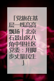 党旗在基层一线高高飘扬｜北京石景山区八角中里社区党委：用脚步丈量民生