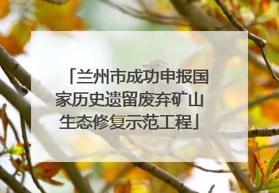 兰州市成功申报国家历史遗留废弃矿山生态修复示范工程