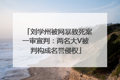 刘学州被网暴致死案一审宣判：两名大V被判构成名誉侵权