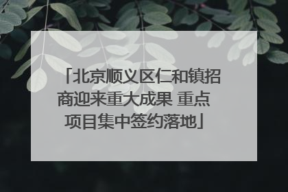北京顺义区仁和镇招商迎来重大成果 重点项目集中签约落地