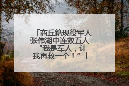 商丘籍现役军人张伟湖中连救五人 “我是军人，让我再救一个！”