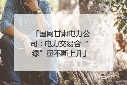 国网甘肃电力公司：电力交易含“绿”量不断上升