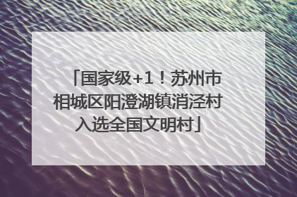 国家级+1！苏州市相城区阳澄湖镇消泾村入选全国文明村
