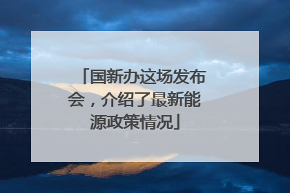 国新办这场发布会，介绍了最新能源政策情况