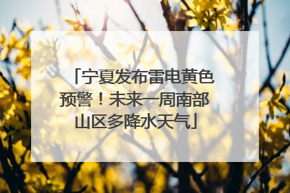 宁夏发布雷电黄色预警！未来一周南部山区多降水天气