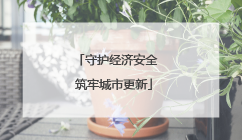 守护经济安全 筑牢城市更新