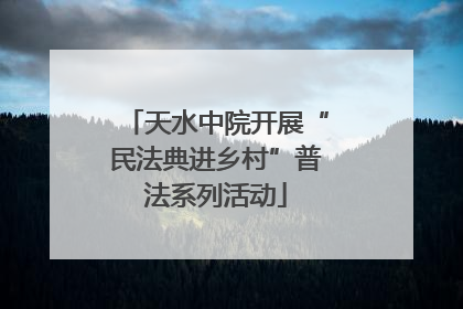 天水中院开展“民法典进乡村”普法系列活动