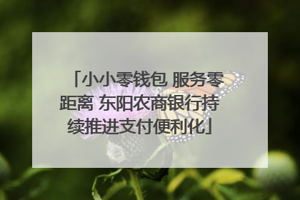 小小零钱包 服务零距离 东阳农商银行持续推进支付便利化