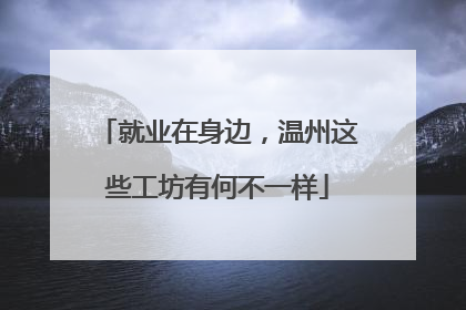 就业在身边，温州这些工坊有何不一样