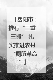 岳阳市：推行“三重三抓” 扎实推进农村“厕所革命”