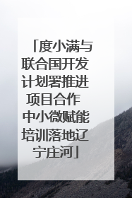 度小满与联合国开发计划署推进项目合作 中小微赋能培训落地辽宁庄河
