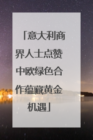意大利商界人士点赞中欧绿色合作蕴藏黄金机遇