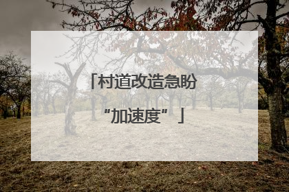 村道改造急盼“加速度”