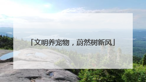 文明养宠物，蔚然树新风