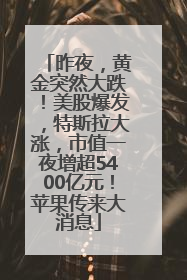 昨夜，黄金突然大跌！美股爆发，特斯拉大涨，市值一夜增超5400亿元！苹果传来大消息