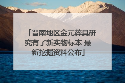 晋南地区金元葬具研究有了新实物标本 最新挖掘资料公布
