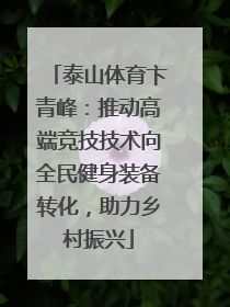 泰山体育卞青峰：推动高端竞技技术向全民健身装备转化，助力乡村振兴