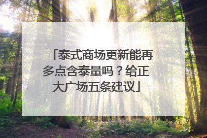 泰式商场更新能再多点含泰量吗？给正大广场五条建议