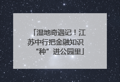 湿地奇遇记！江苏中行把金融知识“种”进公园里