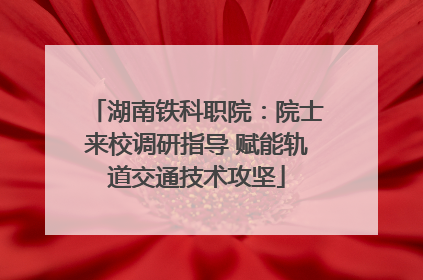 湖南铁科职院：院士来校调研指导 赋能轨道交通技术攻坚