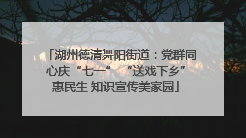 湖州德清舞阳街道：党群同心庆“七一” “送戏下乡”惠民生 知识宣传美家园