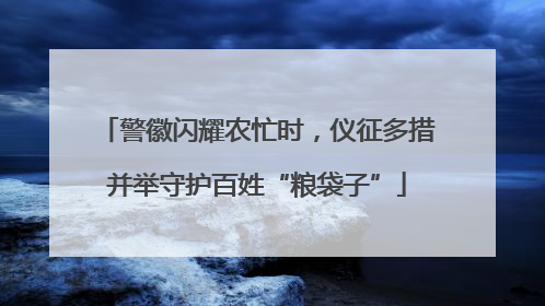 警徽闪耀农忙时，仪征多措并举守护百姓“粮袋子”