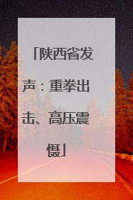 陕西省发声：重拳出击、高压震慑
