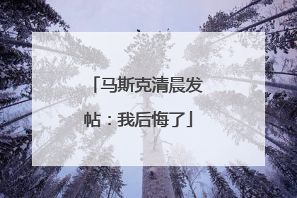 马斯克清晨发帖：我后悔了